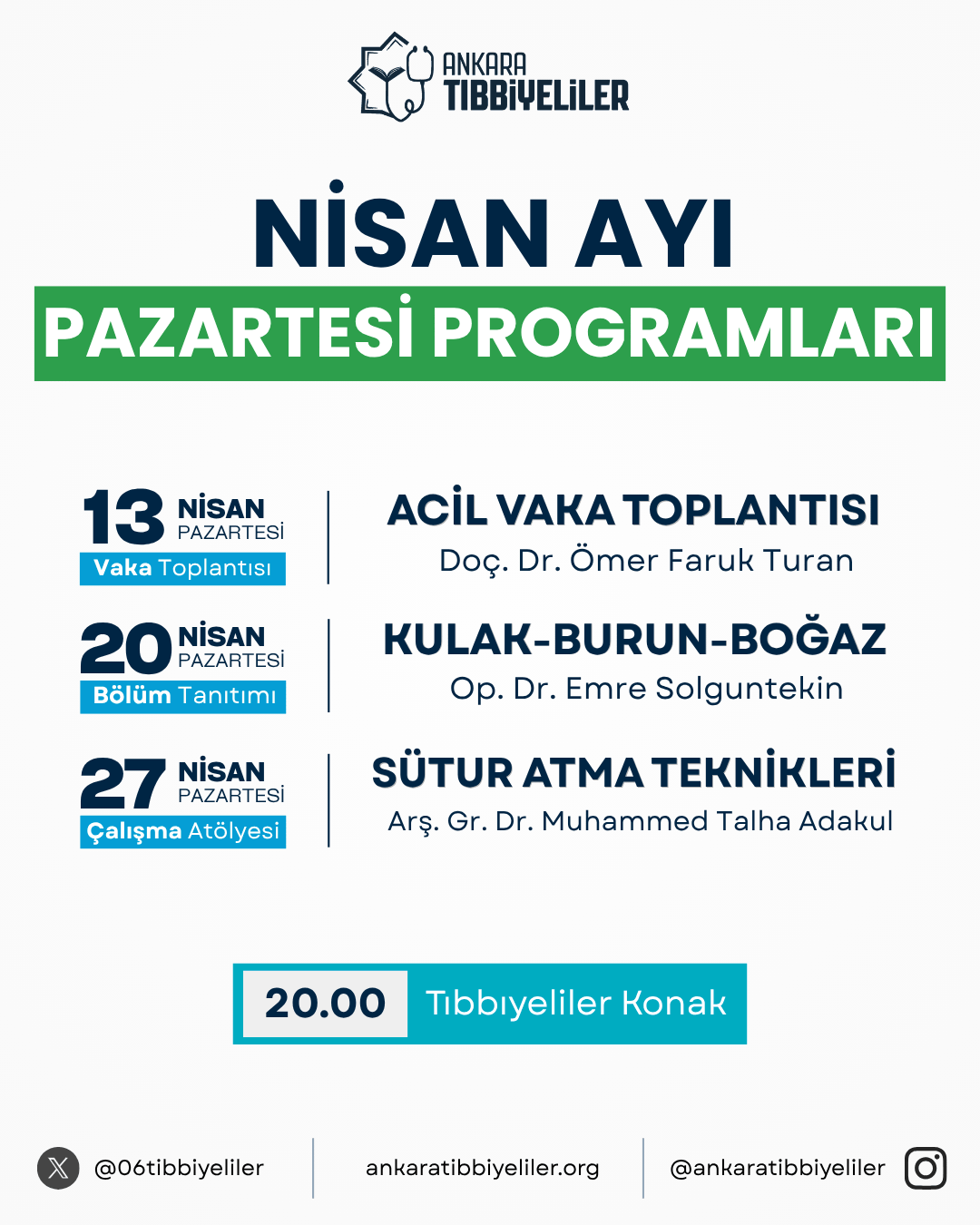 Nisan Ayı Pazartesi Programları